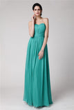 Sheath/Column Sweetheart Sleeveless Pleats Long Chiffon Bridesmaid Dresses Formal Evening Dress