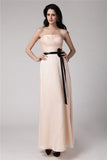Sheath/Column Strapless Sleeveless Sash Silk like Satin Chiffon Bridesmaid Dresses Formal Evening Dress