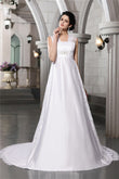 A-Line/Princess Sleeveless Lace Long Satin Wedding Dresses Bridal Gowns