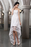 Sheath/Column Strapless Sleeveless Beading High Low Lace Wedding Dresses Bridal Gowns