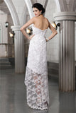 Sheath/Column Strapless Sleeveless Beading High Low Lace Wedding Dresses Bridal Gowns