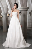 A-Line/Princess Strapless Sleeveless Beading Applique Long Taffeta Wedding Dresses Bridal Gowns