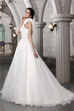 A-Line/Princess One-Shoulder Sleeveless Beading Long Organza Wedding Dresses Bridal Gowns