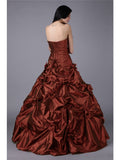 Ballkleid Trägerlos Ärmellos Handgemachte Blume Lange Taftkleider Abschlussball Abendkleid Quinceanera Ballkleider