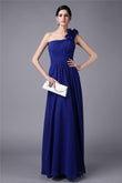 Sheath/Column One-Shoulder Sleeveless Pleats Long Chiffon Bridesmaid Dresses Evening Dress