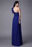 Sheath/Column One-Shoulder Sleeveless Pleats Long Chiffon Bridesmaid Dresses Evening Dress
