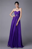 A-Line/Princess Sweetheart Sleeveless Beading Pleats Long Chiffon Bridesmaid Dresses Evening Prom Dress