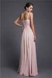 A-Line/Princess V-neck Sleeveless Long Ruffles Chiffon Bridesmaid Dresses Evening Dress