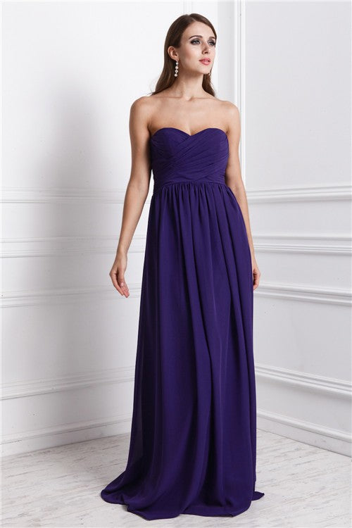 Sheath/Column Sweetheart Sleeveless Ruffles Long Chiffon Bridesmaid Dresses Evening Prom Dress