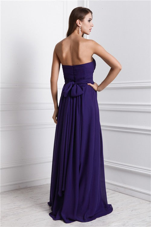 Sheath/Column Sweetheart Sleeveless Ruffles Long Chiffon Bridesmaid Dresses Evening Prom Dress