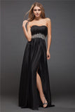 Sheath/Column Sweetheart Sleeveless Beading Long Charmeuse Bridesmaid Dresses Evening Prom Dress