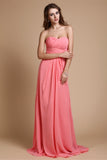 A-Linie/Princess-Linie Herzausschnitt Ärmellos Rüschen Chiffon Lange Brautjungfernkleider Abendkleid