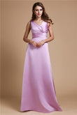 A-Linie/Princess-Linie V-Ausschnitt Lange Ärmellose Satin Brautjungfernkleider Abendkleid