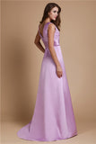 A-Linie/Princess-Linie V-Ausschnitt Lange Ärmellose Satin Brautjungfernkleider Abendkleid