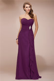 Sheath/Column Sweetheart Sleeveless Long Beading Ruffles Chiffon Bridesmaid Dresses Prom Dress