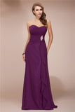 Sheath/Column Sweetheart Sleeveless Long Beading Ruffles Chiffon Bridesmaid Dresses Prom Dress