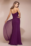 Sheath/Column Sweetheart Sleeveless Long Beading Ruffles Chiffon Bridesmaid Dresses Prom Dress