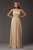 Sheath/Column Halter Sleeveless Ruffles Long Chiffon Bridesmaid Dresses Evening prom Dress