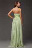 Sheath/Column Strapless Sleeveless Ruffles Long Chiffon Bridesmaid Dresses Evening Prom Dress