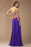 Sheath/Column Sweetheart Sleeveless Long Beading Ruffles Chiffon Bridesmaid Dresses Evening Prom Dress