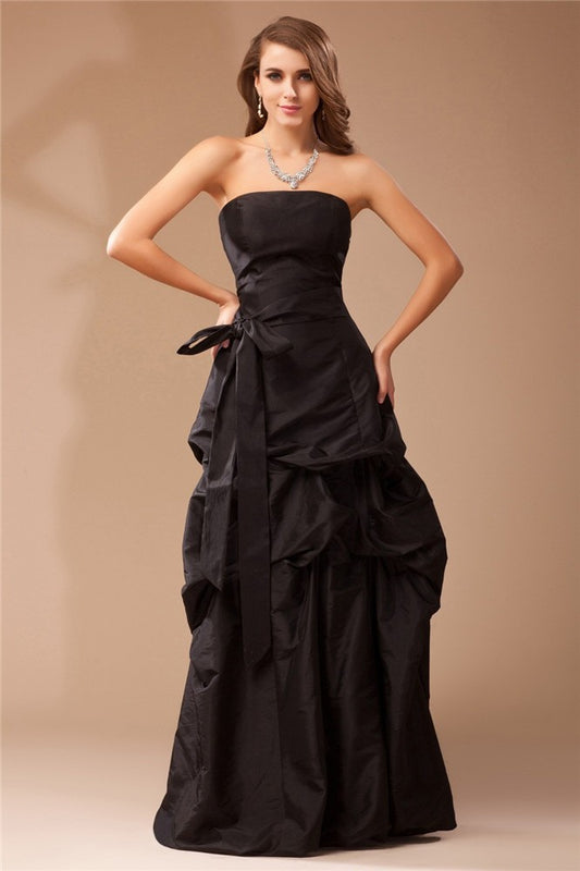 Vestidos largos de tafetán con volantes, sin mangas, corte A/princesa, para fiesta de graduación y noche