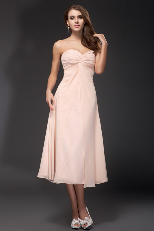 Vestido de dama de honor de gasa con escote en forma de corazón, volantes, sin mangas, largo hasta la rodilla, vestido de invitada de boda