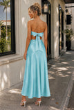 PInk Sweetheart Back Tie Satin A-line Prom Dress