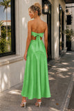 PInk Sweetheart Back Tie Satin A-line Prom Dress