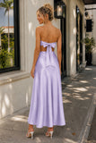 PInk Sweetheart Back Tie Satin A-line Prom Dress