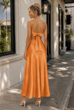 PInk Sweetheart Back Tie Satin A-line Prom Dress
