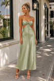 PInk Sweetheart Back Tie Satin A-line Prom Dress
