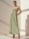 PInk Sweetheart Back Tie Satin A-line Prom Dress