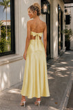 PInk Sweetheart Back Tie Satin A-line Prom Dress