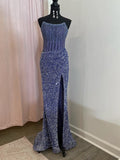 Strapless Mermaid Long Sequins Prom Dress With Split