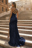 Mermaid One-Shoulder Sequins Prom Dress With Tassels
