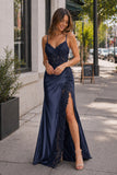 Sheath Black Long Appliques Prom Dress