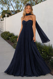 A Line Light Pink Sweetheart Chiffon Long Prom Dress