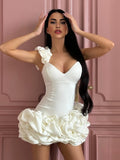 Red Sheath Spandex Ruched V Neck Homecoming Dresses with Ruffles