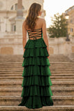 Purple Strapless A Line Chiffon Long Prom Dress With Ruffles