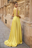 Burgundy V Neck Lace Long Prom Evening Dress with High Slit