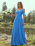 A-Line/Princess Chiffon Ruffles V-neck Sleeveless Floor-Length Bridesmaid Dresses Evening Prom Dress