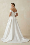 Simple Off-the-shoulder A-Line Wedding Dress