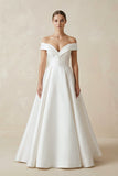 Simple Off-the-shoulder A-Line Wedding Dress