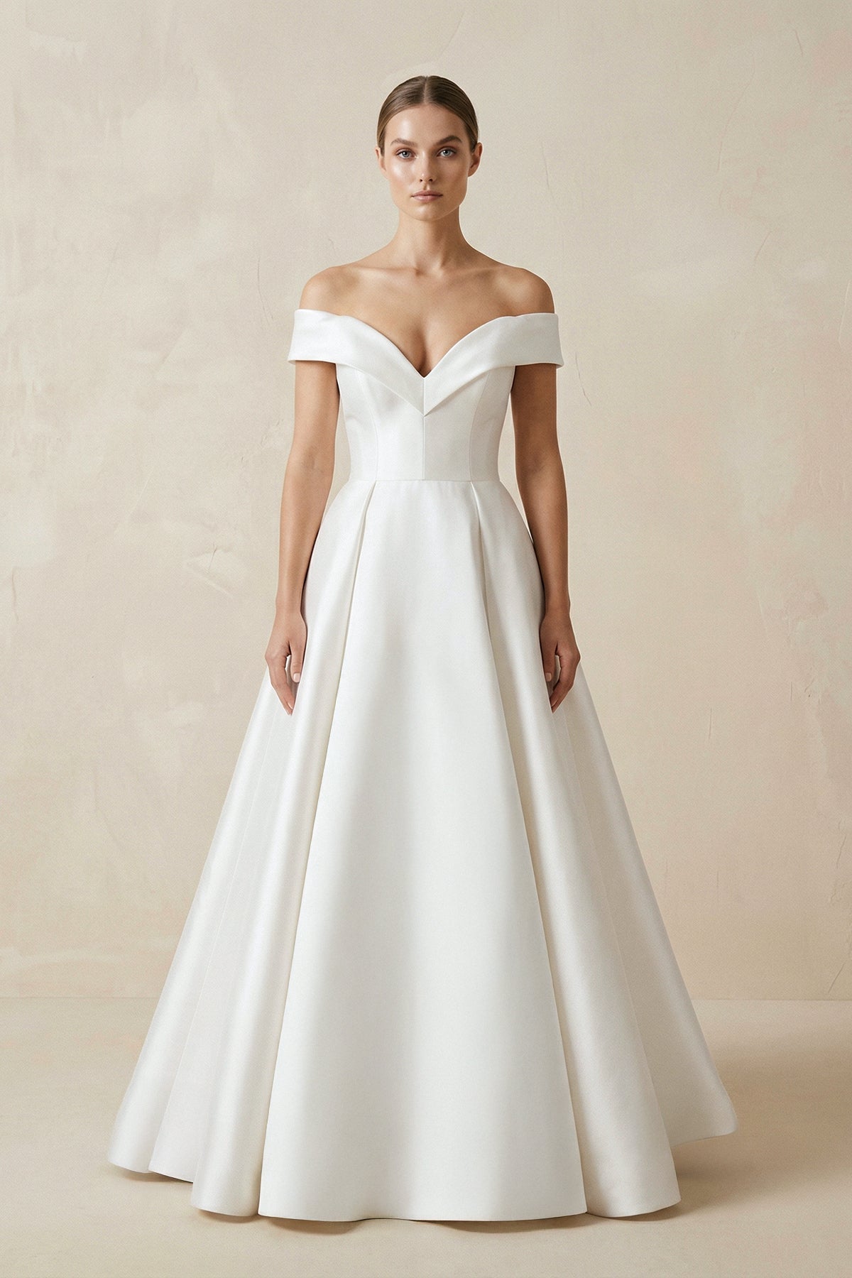 Simple Off-the-shoulder A-Line Wedding Dress