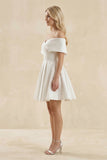 Off-the-Shoulder A-Line Satin Wedding Dress in Ivory