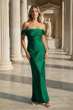 Off the Shoulder Coral Mermaid Satin Long Party Dress
