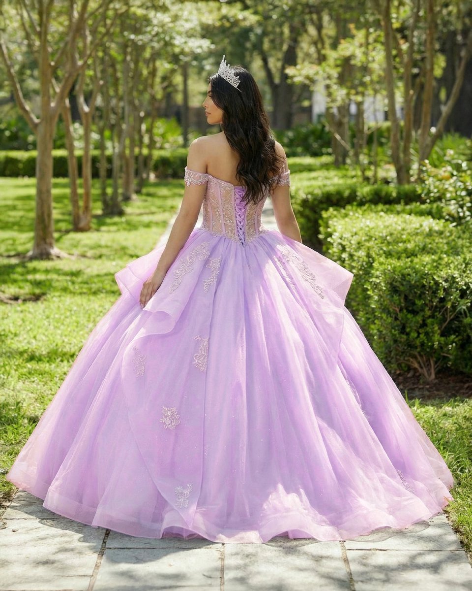 Off The Shoulder Lavender Tulle Ball Gown Quinceanera Dresses
