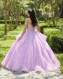 Off The Shoulder Lavender Tulle Ball Gown Quinceanera Dresses
