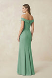 Off-the Shoulder Mermaid Chiffon Bridesmaid Dress in Sea Glass