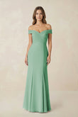 Off-the Shoulder Mermaid Chiffon Bridesmaid Dress in Sea Glass